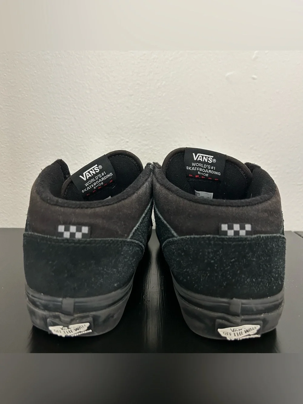 Vans Half Cab Triple Black Suede Skateboard Sneakers Men's Size 9 Pop Cush Shoes